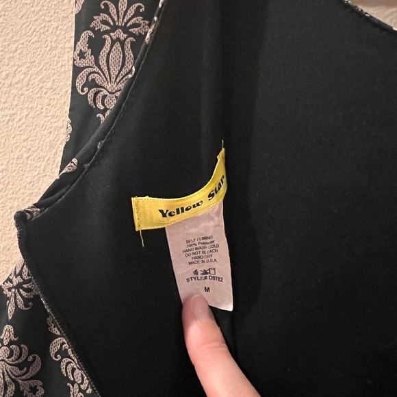 Modcloth, Yellow Star: Blue and Black Paisley High Neck Twirly Dress, Size M - Picture 4 of 5